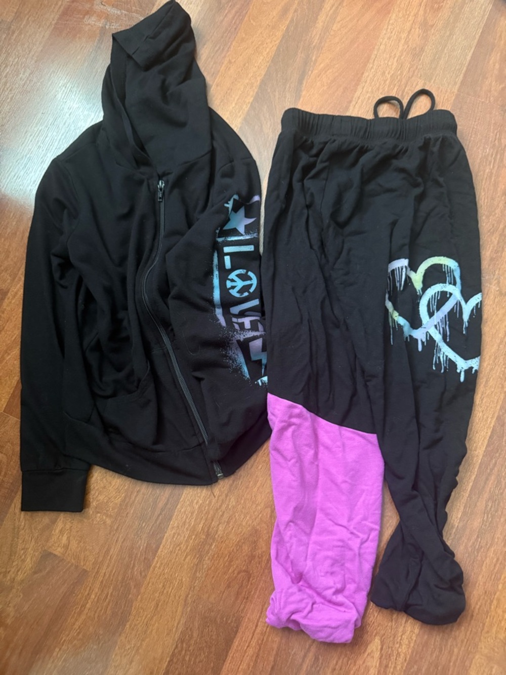 Kids Black & Purple Hoodie and Jogger Matching Set pixielane